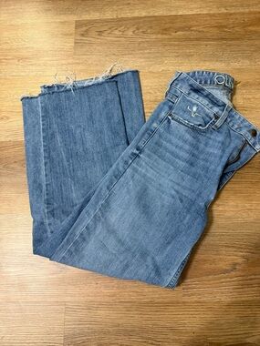 Kimes Ranch Light Blue Straight Leg Women's Jeans with Raw Hem